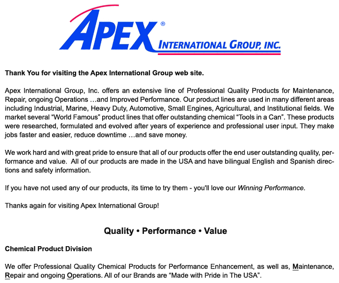 Apex International Group, Inc.